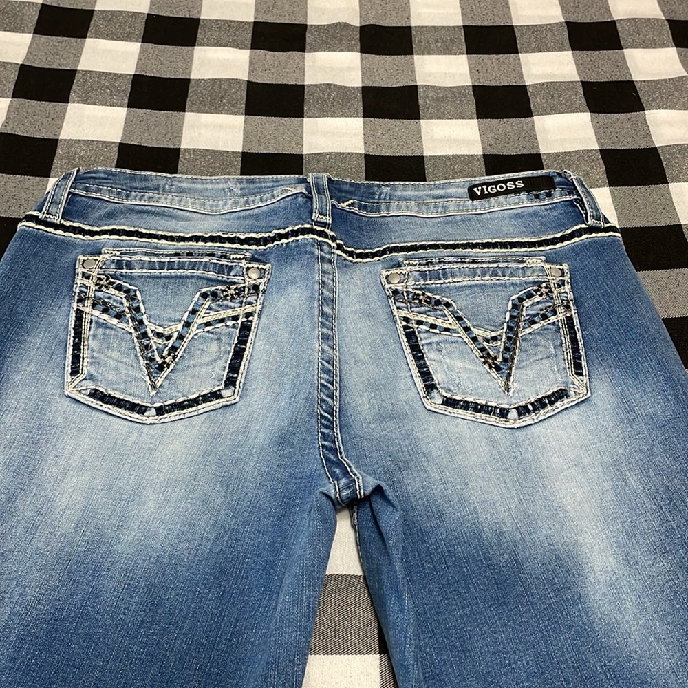 Vigoss Dublin Crop Straight Heritage Fit Jeans Women's 16 x 25 Stretch Metallic